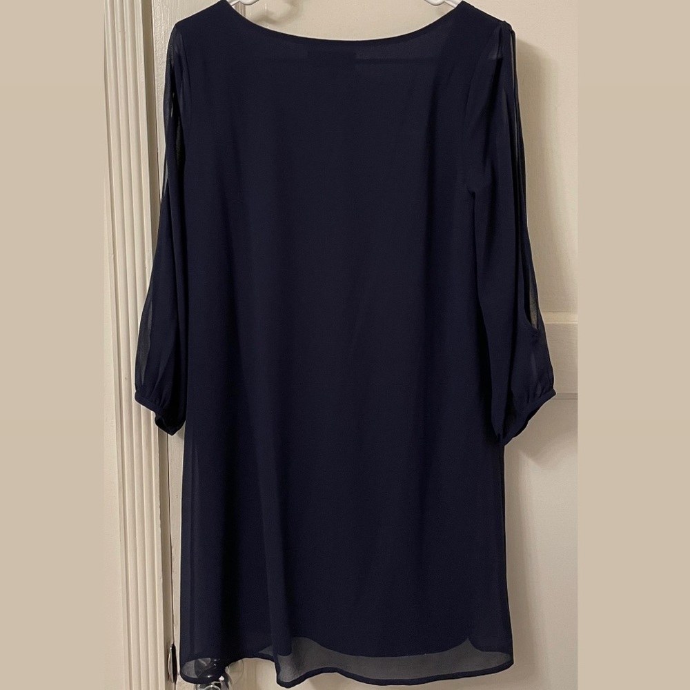Lulu’s Shifting Dears Navy Blue Long Sleeve Dress - Picture 5 of 8